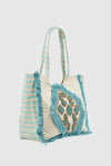 Borsa mare in cotone dettaglio centrale | Verde Fashion