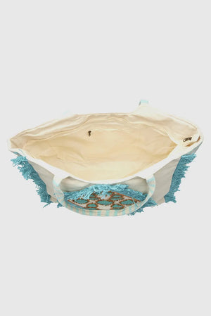 Borsa mare in cotone dettaglio centrale | Verde Fashion