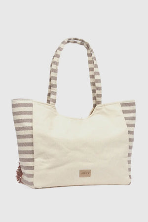 Borsa mare in cotone dettaglio centrale | Verde Fashion