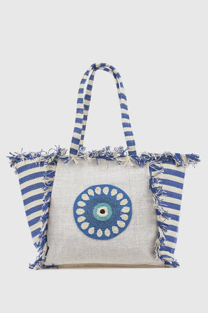Borsa mare in cotone dettaglio centrale | Verde Fashion