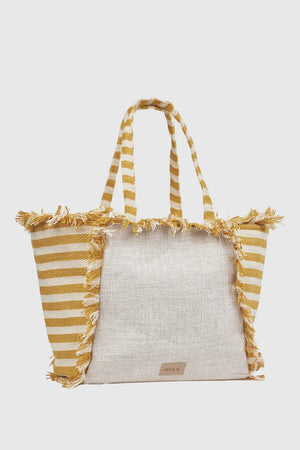 Borsa mare in cotone dettaglio centrale | Verde Fashion