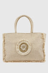 Borsa mare in cotone dettaglio conchiglie | Verde Fashion