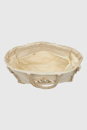 Borsa mare in cotone dettaglio conchiglie | Verde Fashion