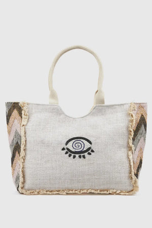 Borsa mare in cotone dettaglio centrale | Verde Fashion