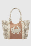 Borsa mare in cotone dettaglio granchio | Verde Fashion