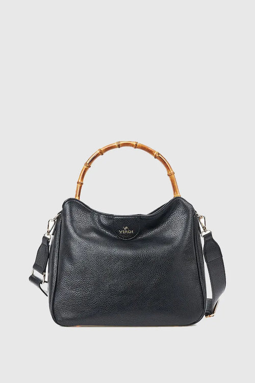 Borsa tote in ecopelle manico in bambù | Verde Fashion