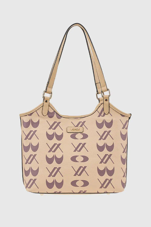 Borsa a spalla in ecopelle stampa logo | Verde Fashion