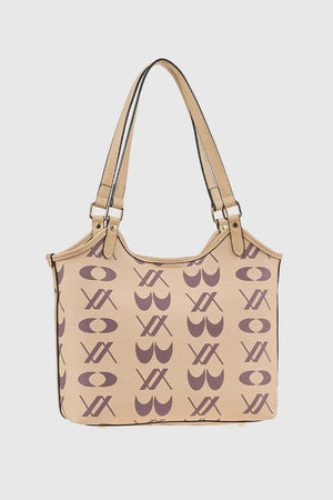 Borsa a spalla in ecopelle stampa logo | Verde Fashion