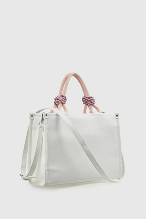 Borsa tote in ecopelle manico in corda | Verde Fashion