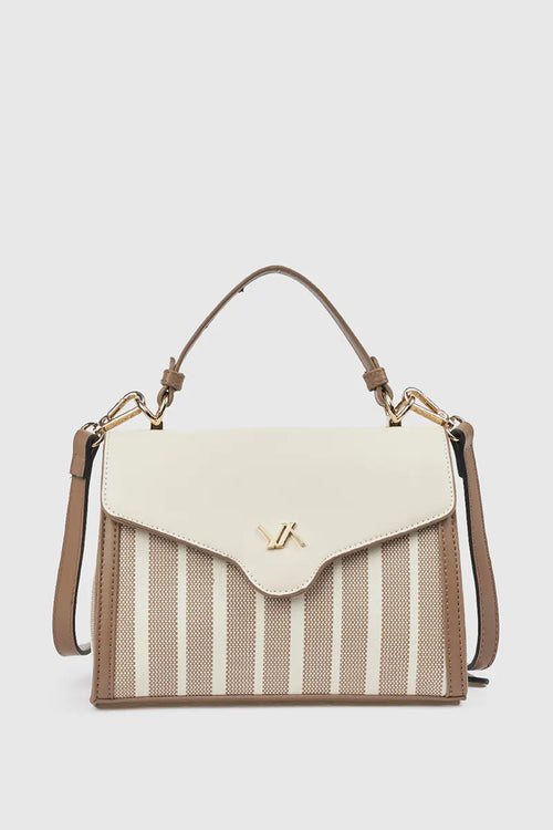 Borsa tote in ecopelle a righe | Verde Fashion