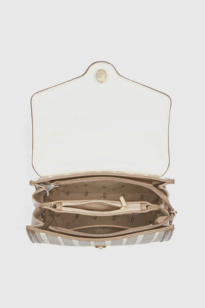 Borsa tote in ecopelle a righe | Verde Fashion