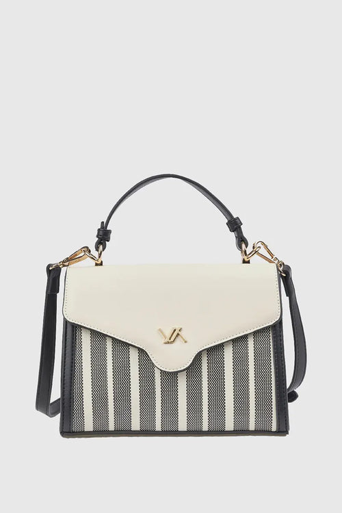 Borsa tote in ecopelle a righe | Verde Fashion