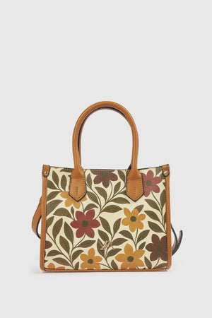 Borsa tote in ecopelle stampa fiori | Verde Fashion