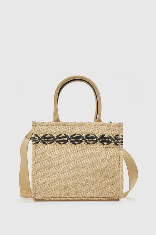 Borsa tote in tessuto dettaglio ricamo | Verde Fashion