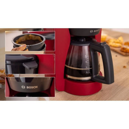 Caffettiera con filtro - BOSCH - TKA2M114 MyMoment - Rossa - Capacità 1,25 L - caraffa in vetro - sistema antigoccia