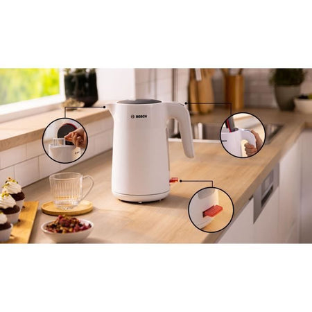 Bollitore - BOSCH - TWK2M161 MyMoment - Bianco opaco - indicatore tazza - livello dell'acqua visibile sul manico