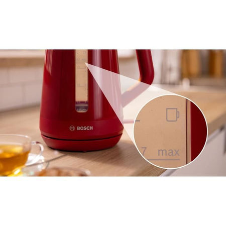 Bollitore - BOSCH - TWK1M124 MyMoment - Rosso - capacità 1,7 L - base ruotabile a 360 - avvolgicavo - 3 dispositivi di sicurezza automatici
