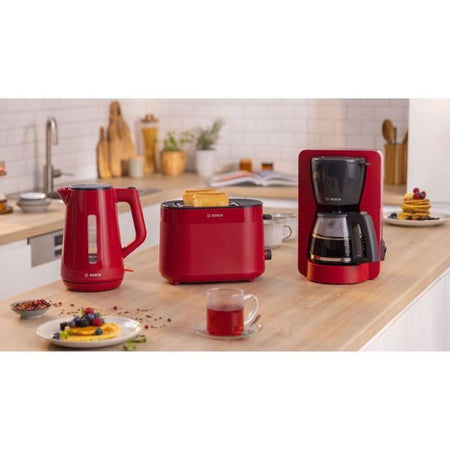 Bollitore - BOSCH - TWK1M124 MyMoment - Rosso - capacità 1,7 L - base ruotabile a 360 - avvolgicavo - 3 dispositivi di sicurezza automatici