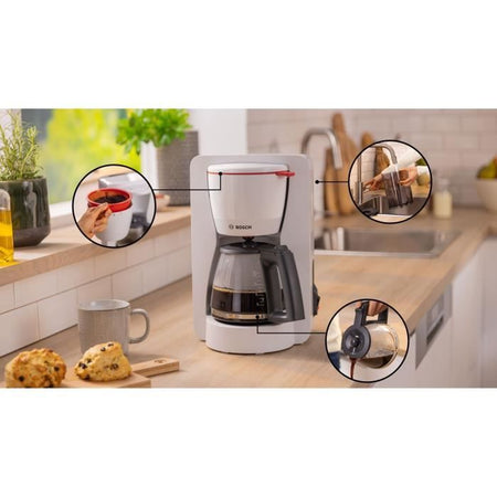 Caffettiera con filtro - BOSCH - TKA2M111 MyMoment - Bianca - Capacità 1,25 L - caraffa in vetro - sistema antigoccia