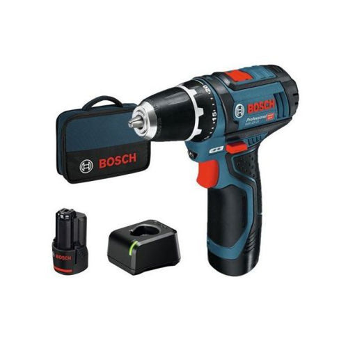 Avvitatore a batteria BOSCH PROFESSIONAL 12V GSR 12V-15, 2 x 2.0Ah + caricatore 1230, in una borsa
