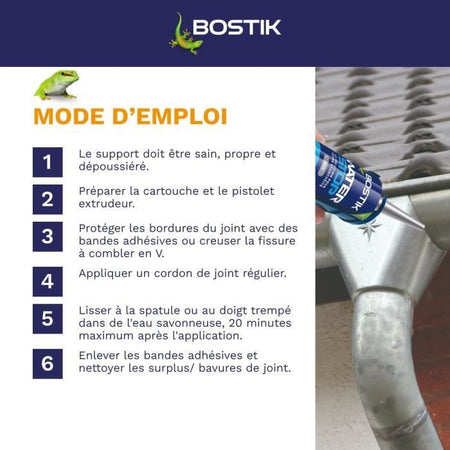 Membrana impermeabilizzante - BOSTIK - Waterstop - Riparazione perdite - Cartuccia da 290 ml - Grigio