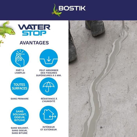 Membrana impermeabilizzante - BOSTIK - Waterstop - Riparazione perdite - Secchio da 14 kg - Grigio