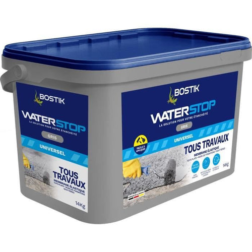 Membrana impermeabilizzante - BOSTIK - Waterstop - Riparazione perdite - Secchio da 14 kg - Grigio