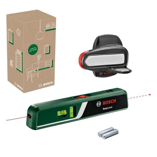 Livella laser a bolla Bosch EasyLevel con supporto a parete (linea laser per un allineamento flessibile su pareti e punto laser