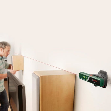 Livella laser a bolla Bosch EasyLevel con supporto a parete (linea laser per un allineamento flessibile su pareti e punto laser