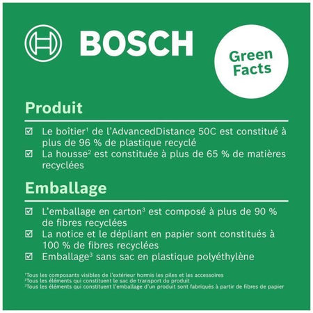 Telemetro laser Bosch AdvancedDistance 50 C (misurazione precisa della distanza fino a 50 metri, touch screen, funzioni di misurazione