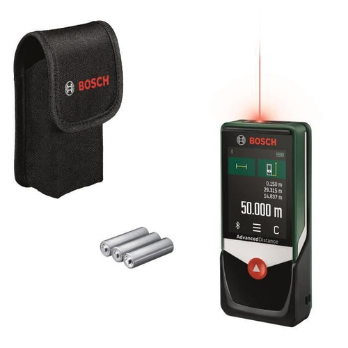 Telemetro laser Bosch AdvancedDistance 50 C (misurazione precisa della distanza fino a 50 metri, touch screen, funzioni di misurazione
