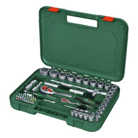 Set di cricchetti Bosch da 57 pezzi 1/4 + 1/2 (per vari progetti fai da te, 55 accessori ad alta coppia, valigetta Softgrip)