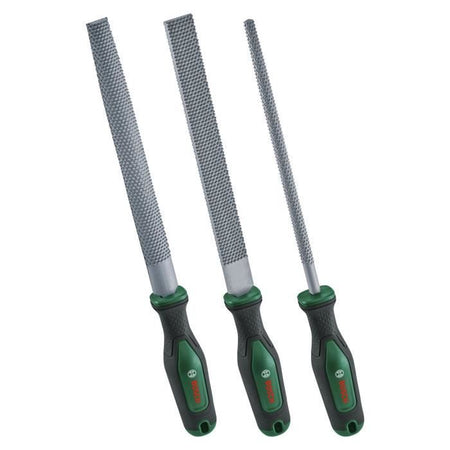 Set di raspe Bosch da 3 pezzi (raspe per legno piatte/tonde/semi-tonde per impieghi gravosi in acciaio al carbonio duro)