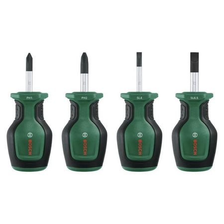 Bosch Set di 4 cacciaviti corti (compatti per avvitare in spazi ristretti, punta magnetica)