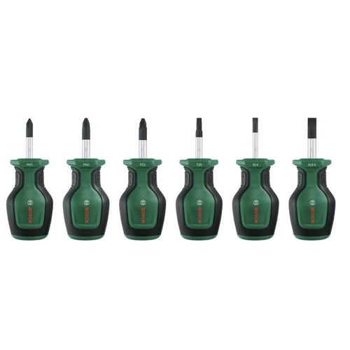 Bosch Set di 6 cacciaviti corti (per spazi ristretti PH/PZ/TX/Flat S2 acciaio punta magnetica ad alta coppia)