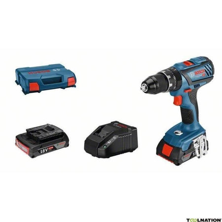 Trapano avvitatore a percussione Bosch Professional GSB 18V-28 + 2 batterie 2,0Ah + caricabatterie GAL 18V-20 + Valigetta a L - 06019H400B