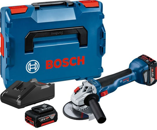 Smerigliatrice angolare BOSCH PROFESSIONAL GWS 18V-10 + 2 batterie 4,0Ah + GAL 18V-40 + L-BOXX