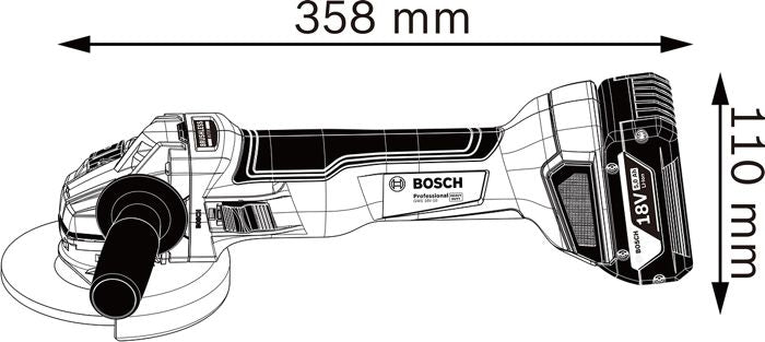 Smerigliatrice angolare BOSCH PROFESSIONAL GWS 18V-10 + 2 batterie 4,0Ah + GAL 18V-40 + L-BOXX