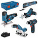 Confezione da 5 utensili a batteria (GST + GOP + GSA + GSR + GKS) + 3 batterie da 3Ah + caricabatteria + valigetta L-BOXX - BOSCH - 0615A0017C