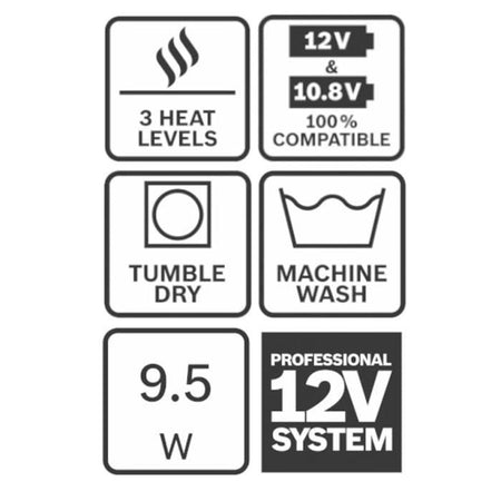 Giacca riscaldata GHH 12+18V XA + GAA 12V-21 + GBA 12V 2.0Ah + GAL 12V-20 Taglia XL BOSCH