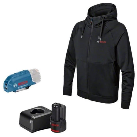 Giacca riscaldata GHH 12+18V XA + GAA 12V-21 + GBA 12V 2.0Ah + GAL 12V-20 Taglia XL BOSCH