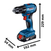 Trapano Bosch Professional GSR 18V ??trapano + 2 batterie 2.0AH + caricabatterie + 82 pezzi, in L-Case