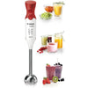 Frullatore a immersione BOSCH - 450 Watt - Frullatore a immersione in acciaio inossidabile - 4 lame affilate - 2 velocità - Ciotola graduata 600 ml - bianco / rosso