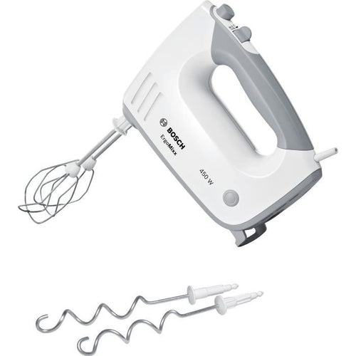 Impastatrice ErgoMixx 450 W - BOSCH MFQ36400 bianco/grigio - 5 velocità + turbo - 2 fruste inox - 2 ganci impastatori inox -