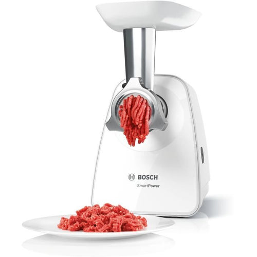 Tritacarne SmartPower - BOSCH - MFW2520W - 2 griglie di macinazione - Insaccatrice - Bianco