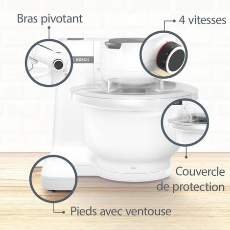 Robot da cucina BOSCH Serie 2 MUMS2AW21 - 700 W - 4 velocità - 3,8 L - 3 dischi - Tritacarne - Bianco