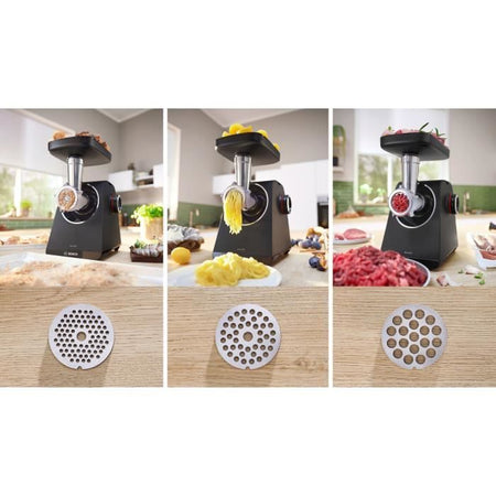 Tritacarne Serie 4 - BOSCH - MFWS430B - 3 griglie di macinazione - Retromarcia - Nero