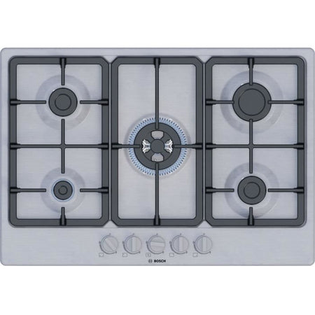 Piano cottura a gas - BOSCH Serie 4 - 5 fuochi - 52 x 75 x 4,5 cm - PGQ7B5K90 - Acciaio inox
