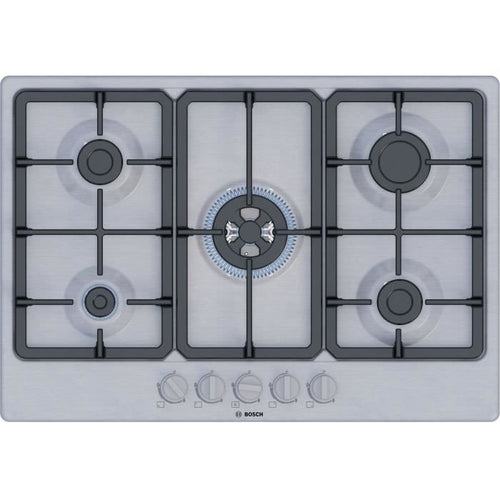Piano cottura a gas - BOSCH Serie 4 - 5 fuochi - 52 x 75 x 4,5 cm - PGQ7B5K90 - Acciaio inox
