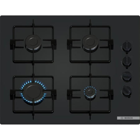 Piano cottura a gas - BOSCH Serie 2 - 4 fuochi - 52 x 59 x 5,4 cm - POP6B6K30 - Nero